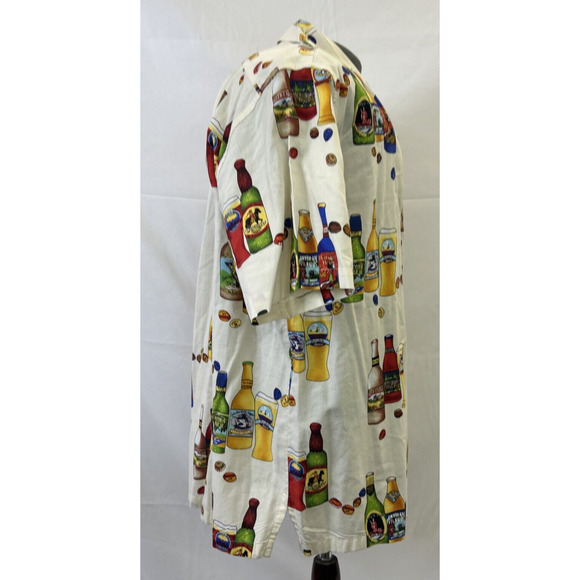 Weekender Traveler Shirt Mens Large Beer Bottles Caribbean Happy Hour Ivory FS - Picture 2 of 9